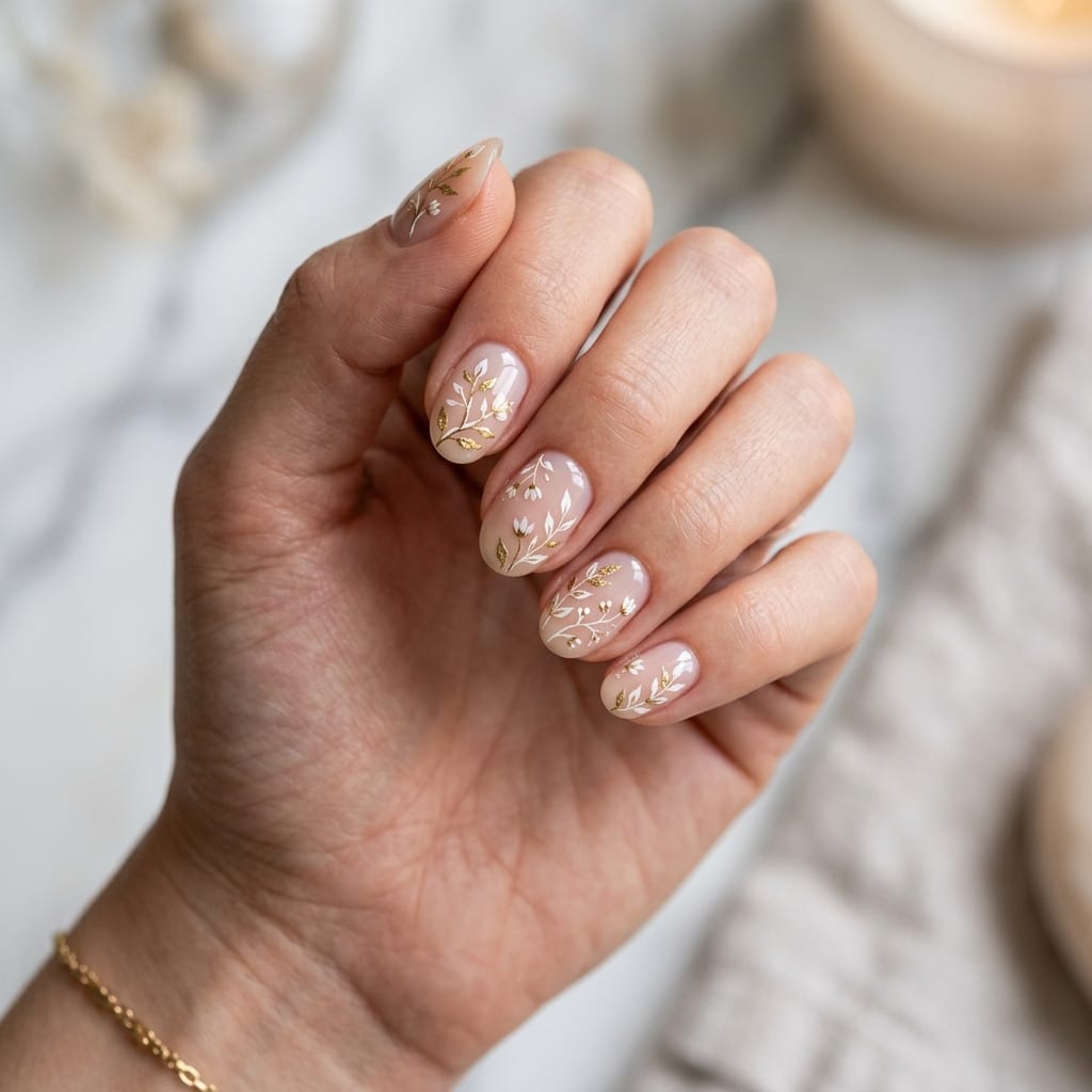 Hand-Painted Botanical Florals Nails