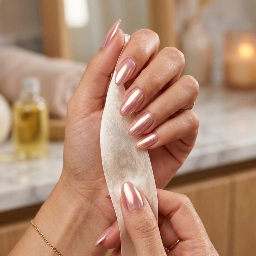 Glazed Chrome Nails