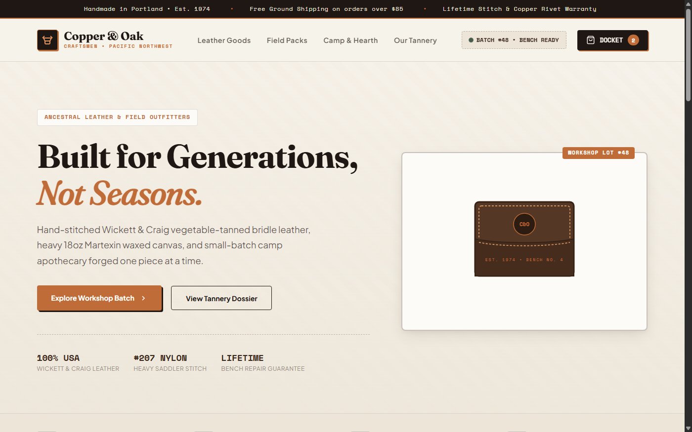 Copper and Oak Craftsmen Heritage Workshop