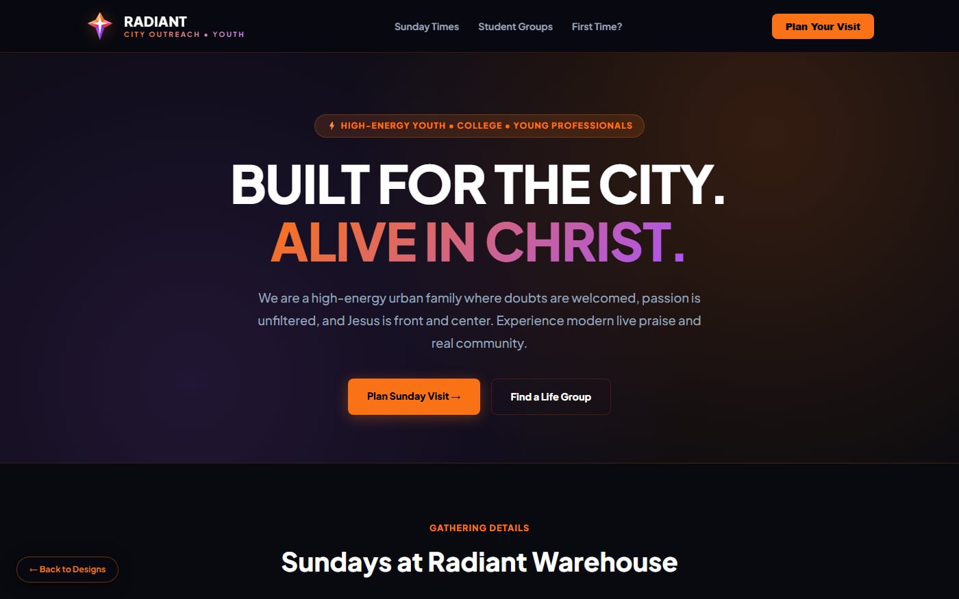 Radiant City Youth Outreach Church Template