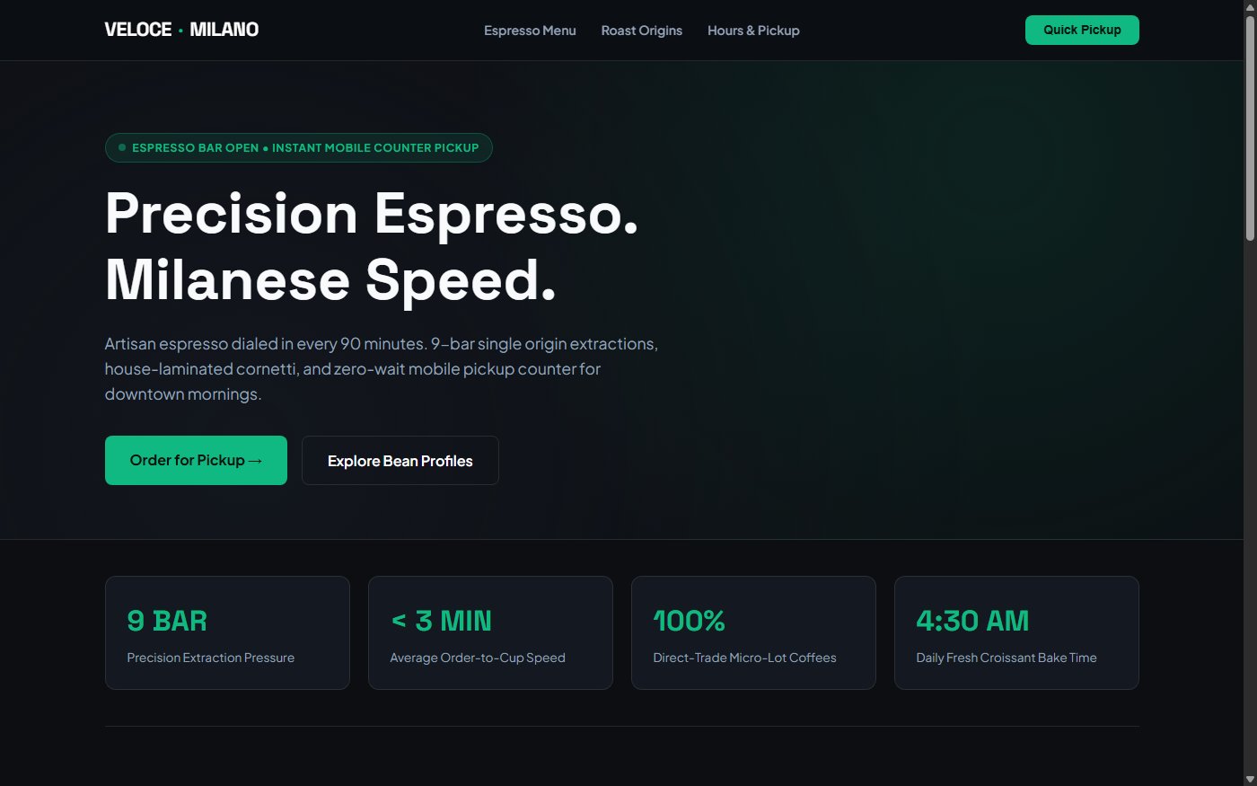 Cafe Veloce Milano Espresso Bar Template